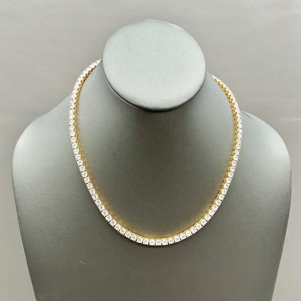 Tennis Necklace Women Gold Tone Round Cut Clear Cubic Zirconia Fashion Jewelry